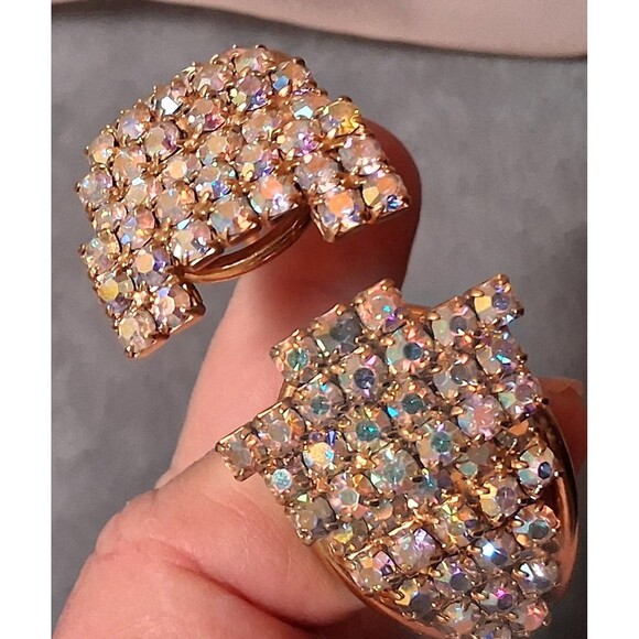 Vintage AB Rhinestone Wide Clamper Bracelet - Picture 5 of 8